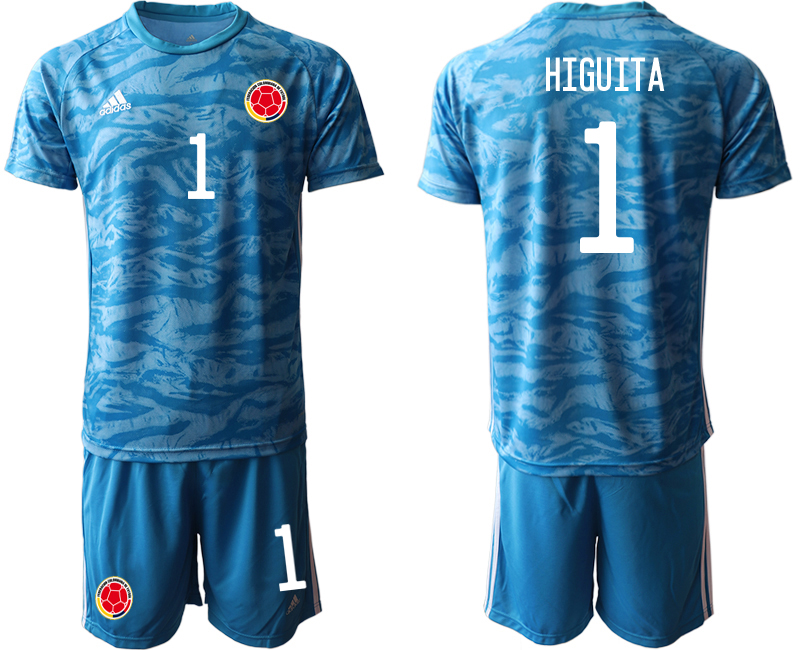Men 2020-2021 Season National team Colombia goalkeeper blue #1 Soccer Jersey